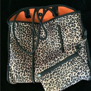 leopard print neoprene tote